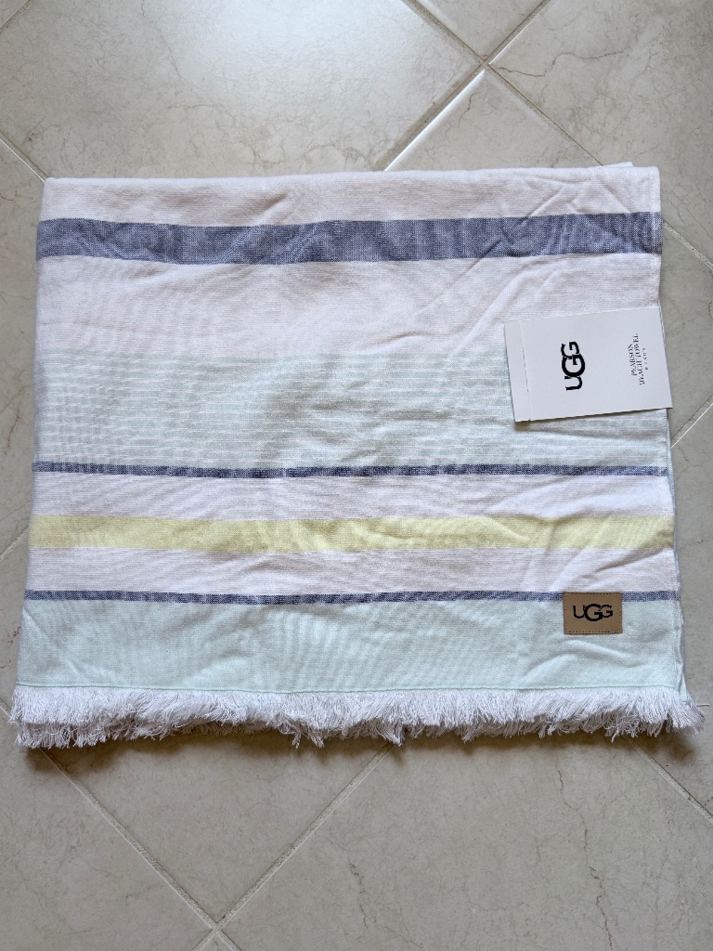 UGG Pearson Striped Beach Towel 40"x72" in Agave Glow Multi
